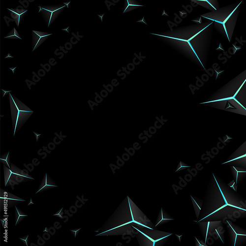 Dark Triangular Background Black Vector. Jet Black Crystal Elegant. Triangle Advertising Backdrop. Obsidian Vertex Texture.
