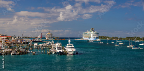 The panoramic view of Nassau port and Paradise Island, Bahamas. © yujie