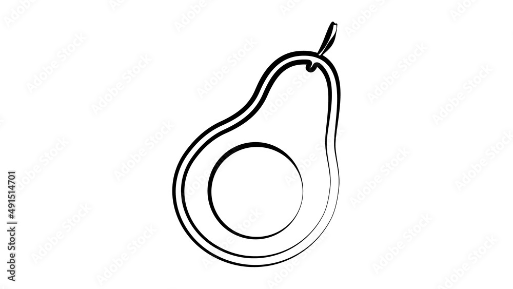 illustration. avocado in black and white style. food for a healthy lifestyle. avocado with a bone inside, drawing in the form of a pencil outline illustration. avocado in black and white style. food for a healthy lifestyle. avocado with a bone inside, drawing in the form of a pencil outline