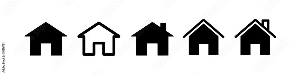 Home icon set. Vector black icons isolated on white background. Home icon set. Vector black icons isolated on white background.