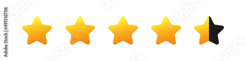 Rating five stars. Vector gold stars to indicate the rating of products or films.
