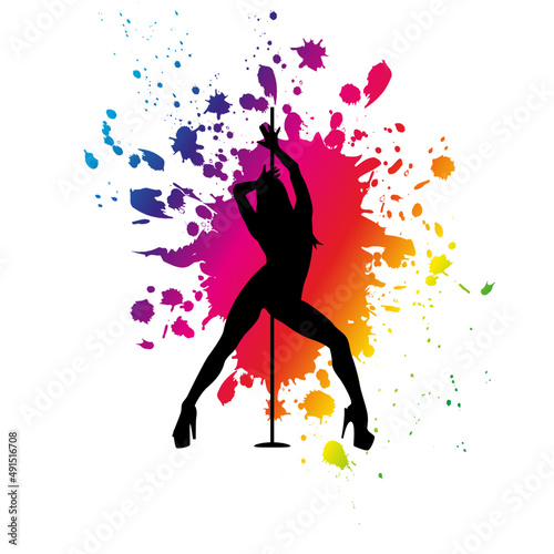 Stripper silhouette.Pole dancer silhouette.Sexy stripper girl silhouette.Striptease dancer silhouette