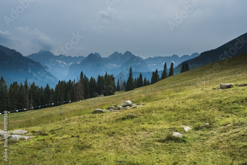 view of the High Tatras from the Rusinowa polana