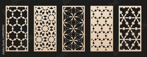 Leinwand Poster Set of vector laser cut patterns
