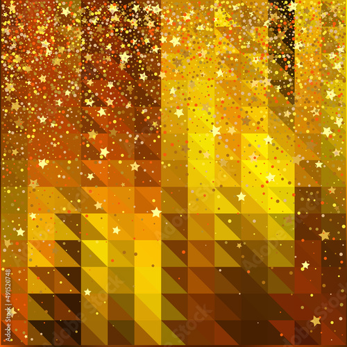 Gold crystal abstract pattern. Honey background. Sparkles, lights.