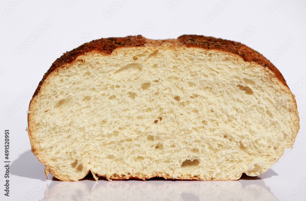 close up of Italian bread loaf, white background close up of Italian bread loaf, white background