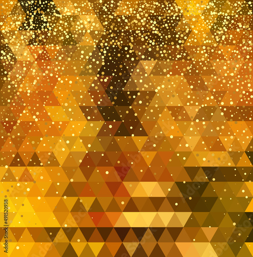 Gold crystal abstract pattern. Honey background. Sparkles, lights.