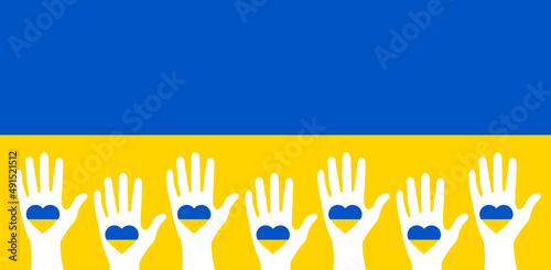 Stop War in Ukraine.Ukraine flag icon .Support ukrainian people.Peace for Ukraine.Hands on ukraine flag