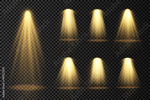 A yellow lighting spotlight golden projector light