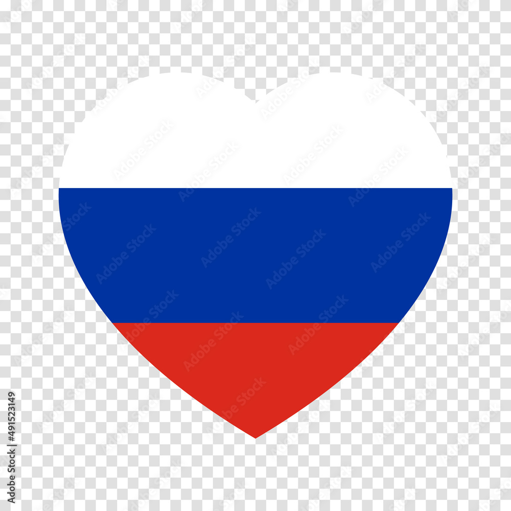Flag of Russia in heart shape. Russia national symbol. Vector illustration Flag of Russia in heart shape. Russia national symbol. Vector illustration