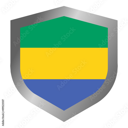 Gabon flag shield Free Download Gabon flag shield - GFXLoad
