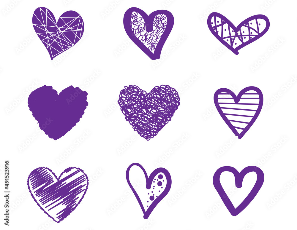 Heart contour vector. Violet hand drawn love icon isolated. Paint brush stroke heart icon. Hand drawn vector for love logo, heart symbol, doodle icon and Valentine's day. Painted grunge vector shape Heart contour vector. Violet hand drawn love icon isolated. Paint brush stroke heart icon. Hand drawn vector for love logo, heart symbol, doodle icon and Valentine's day. Painted grunge vector shape