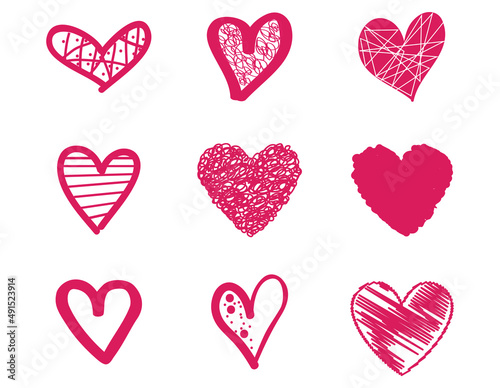 Heart contour vector. Pink hand drawn love icon isolated. Paint brush stroke heart icon. Hand drawn vector for love logo, heart symbol, doodle icon and Valentine's day. Painted grunge vector shape