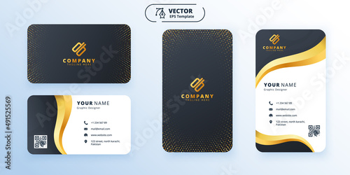 New VIP Double-sided Modern Business Card Vector Template Design, vertical and horizontal layout.