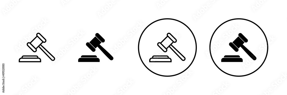 Gavel icons set. judge gavel sign and symbol. law icon. auction hammer Gavel icons set. judge gavel sign and symbol. law icon. auction hammer