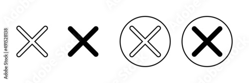 Close icons set. Delete sign and symbol. cross sign