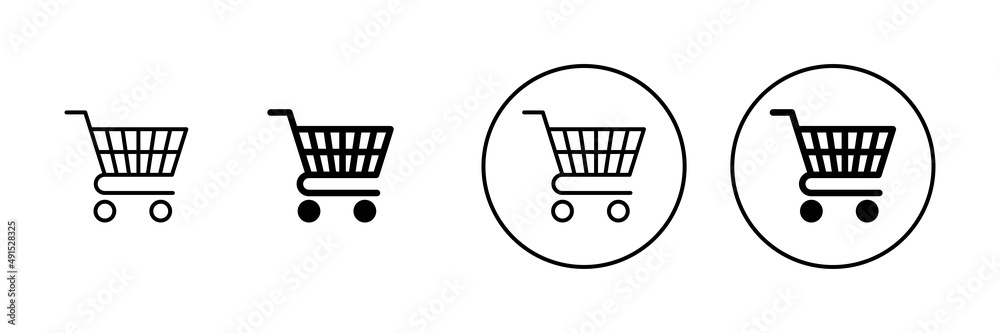 Shopping icons set. Shopping cart sign and symbol. Trolley icon Shopping icons set. Shopping cart sign and symbol. Trolley icon