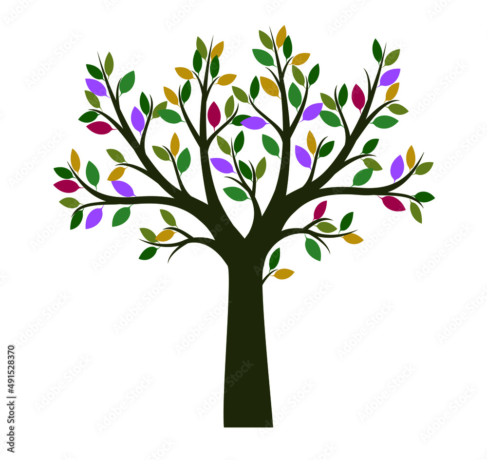 Obraz premium Colour Tree. Vector outline Illustration.