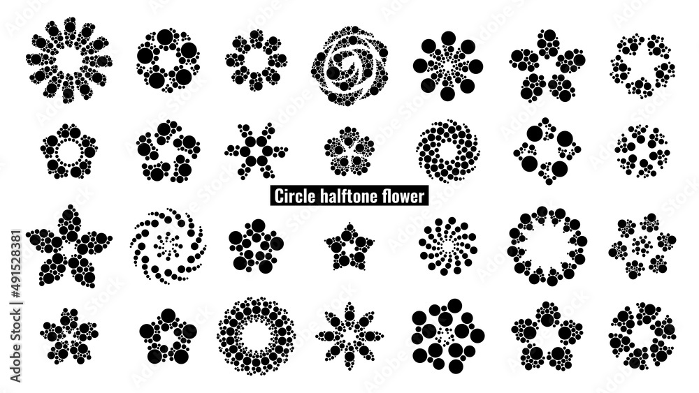 Circle halftone flower Circle halftone flower