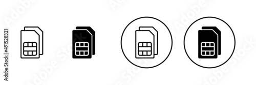 Sim card icons set. dual sim card sign and symbol