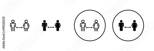 Social distancings set. social distance sign and symbol. self quarantine sign