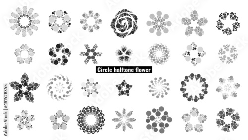 Circle halftone flower