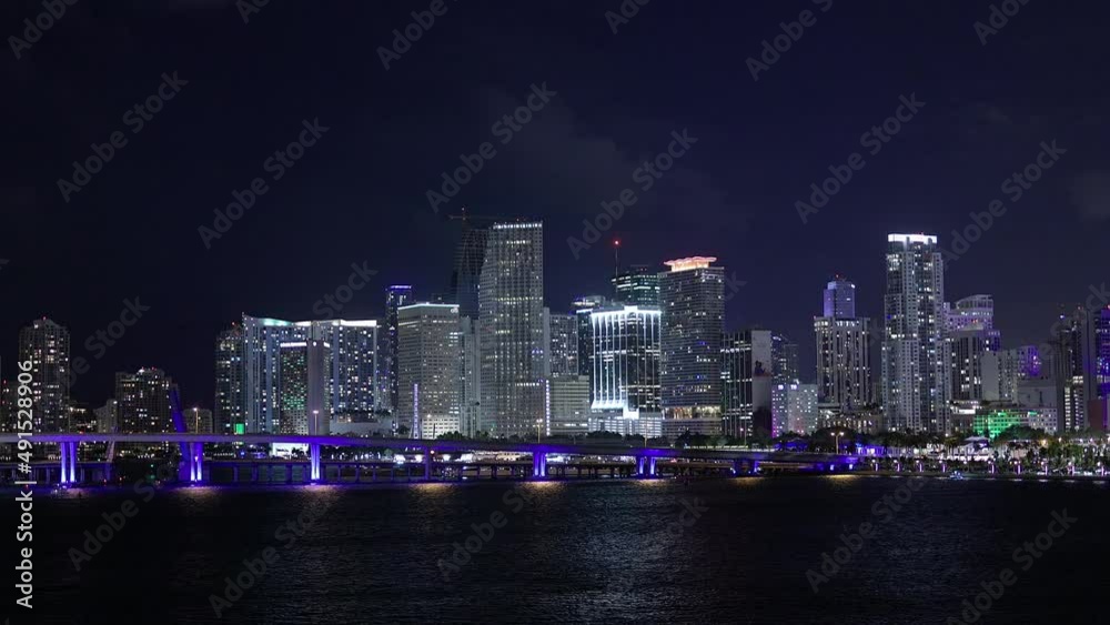 Skyline of Miami at night - travel photography Skyline of Miami at night - travel photography