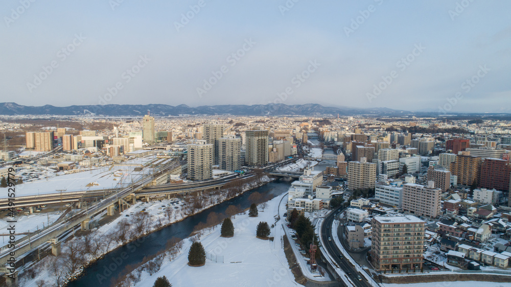 《岩手県》冬の盛岡市の街並み 《岩手県》冬の盛岡市の街並み