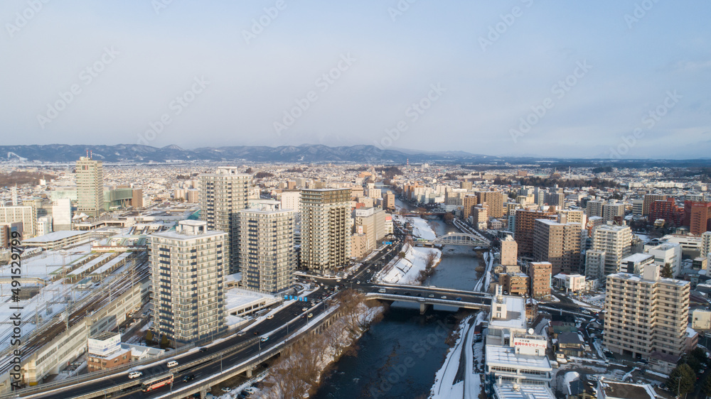 《岩手県》冬の盛岡市の街並み