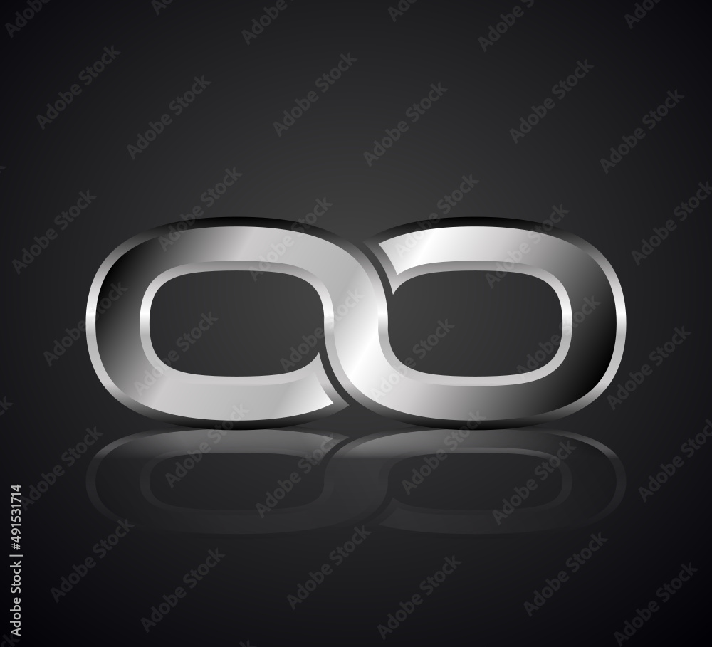Modern Initial logo 2 letters Silver Metal Chrome simple in Dark Background with Shadow Reflection OO Modern Initial logo 2 letters Silver Metal Chrome simple in Dark Background with Shadow Reflection OO
