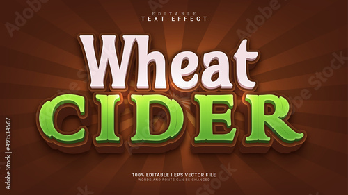 wheat cider cartoon 3d style text effect