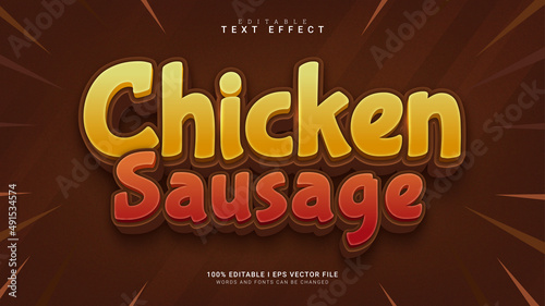 chicken sausage cartoon 3d style text effect