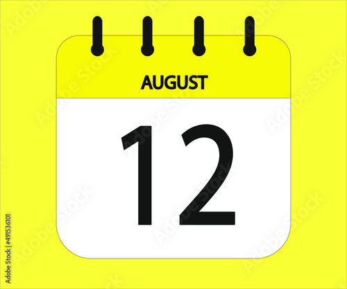 August 12th yellow calendar icon for days of the month