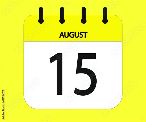 August 15th yellow calendar icon for days of the month