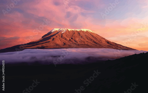 Kilimanjaro sunset digital art Africa 7 summit