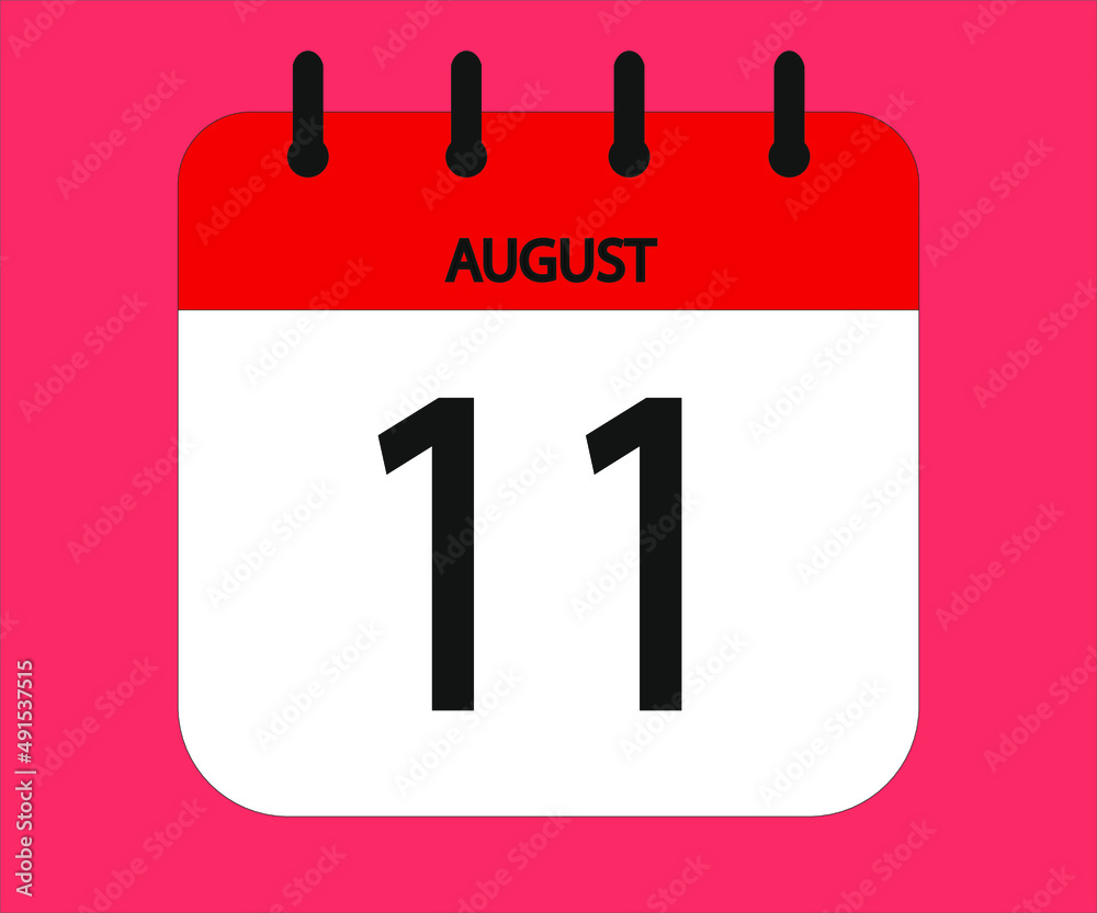 August 11th red calendar icon for days of the month August 11th red calendar icon for days of the month