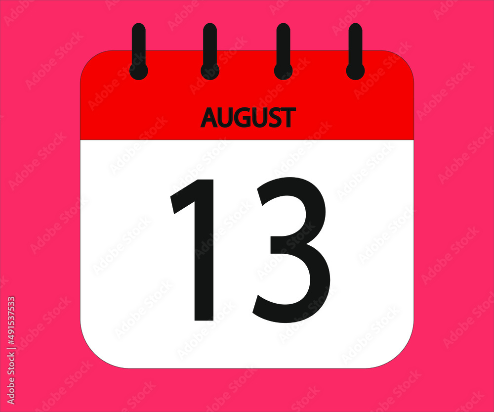 August 13th red calendar icon for days of the month August 13th red calendar icon for days of the month