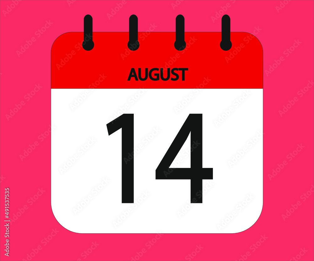August 14th red calendar icon for days of the month August 14th red calendar icon for days of the month