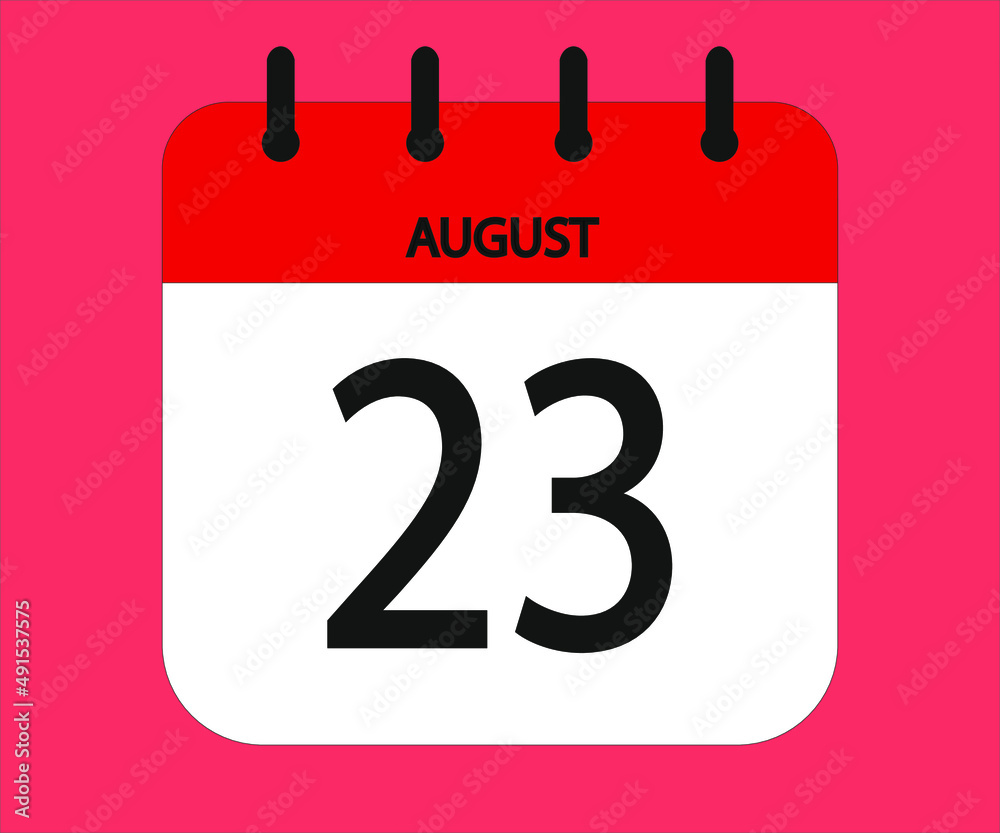 Fototapeta premium August 23th red calendar icon for days of the month