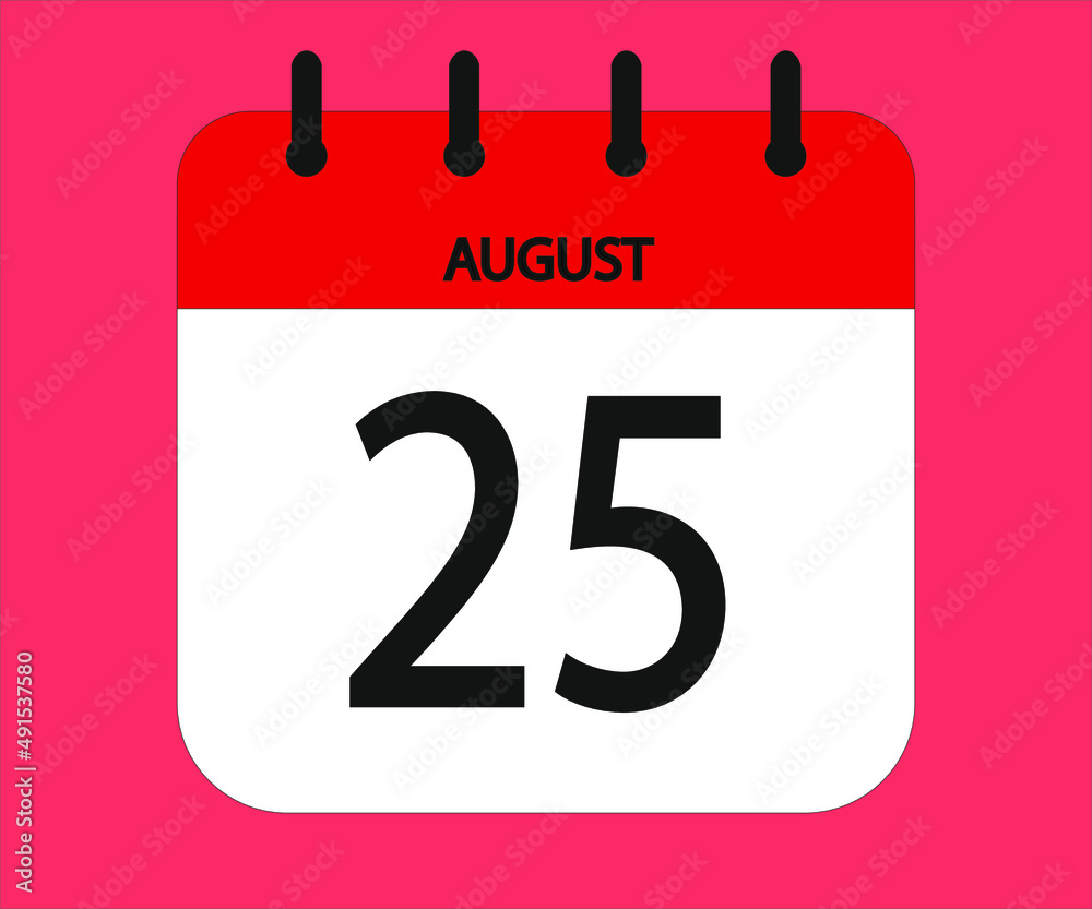 August 25th red calendar icon for days of the month August 25th red calendar icon for days of the month