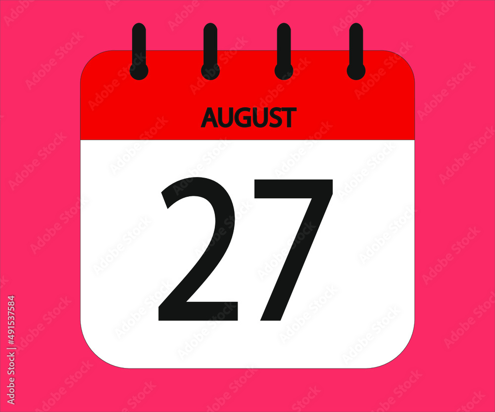 August 27th red calendar icon for days of the month August 27th red calendar icon for days of the month