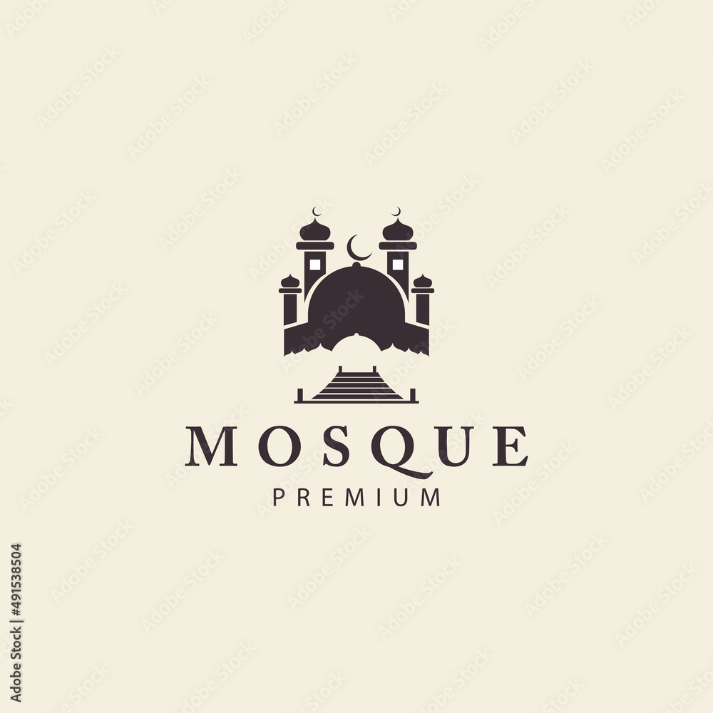 the bridge to the mosque  islamic logo vector icon symbol illustration design