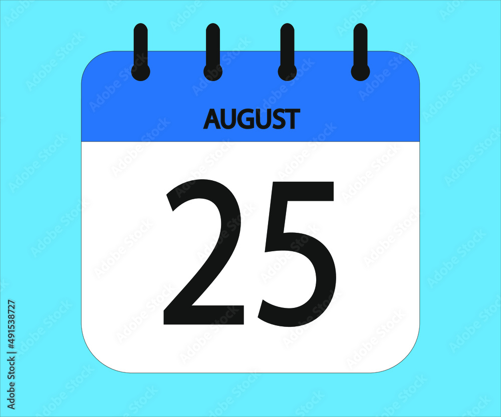 August 25th blue calendar icon for days of the month August 25th blue calendar icon for days of the month