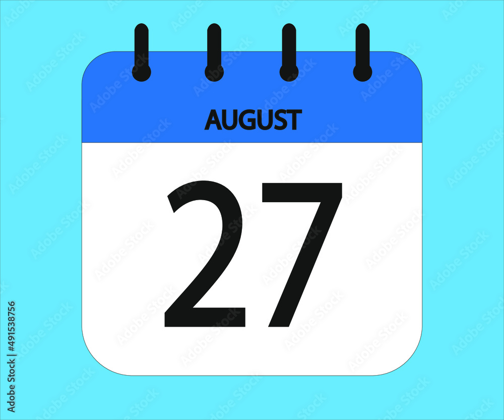August 27th blue calendar icon for days of the month August 27th blue calendar icon for days of the month