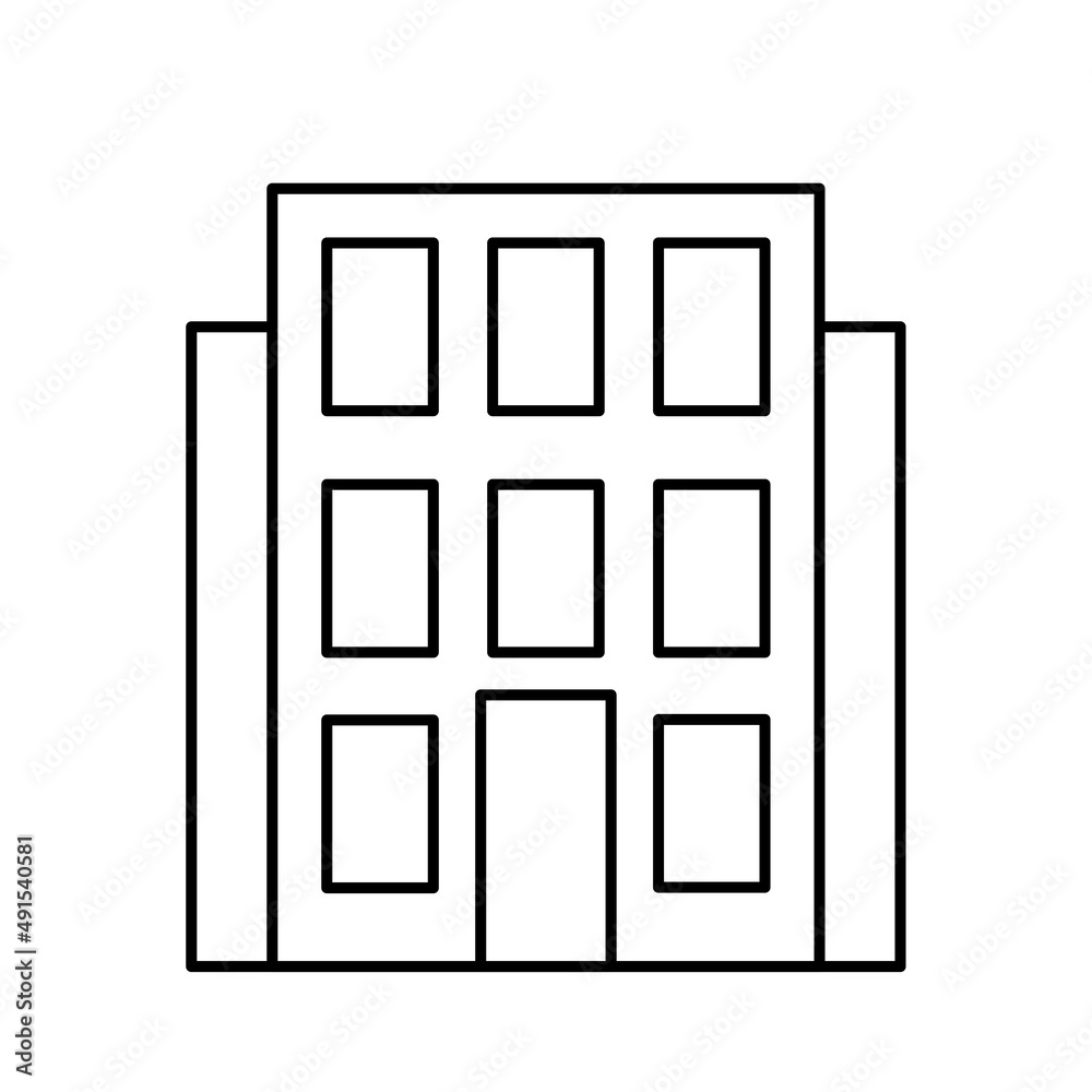 Flat icon with high-rise building line. House exterior. Vector illustration. stock image. Flat icon with high-rise building line. House exterior. Vector illustration. stock image.