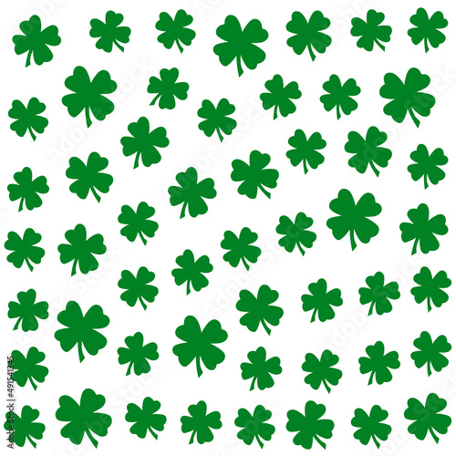 Seamless Pattern With Green Shamrock On White Background Vector
