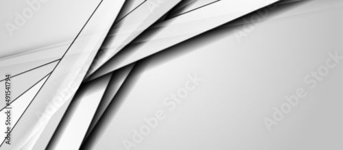Grey white smooth glossy stripes abstract geometric corporate background. Vector design