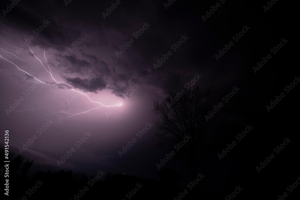 Fototapeta premium Thunder and lightning in the clouds