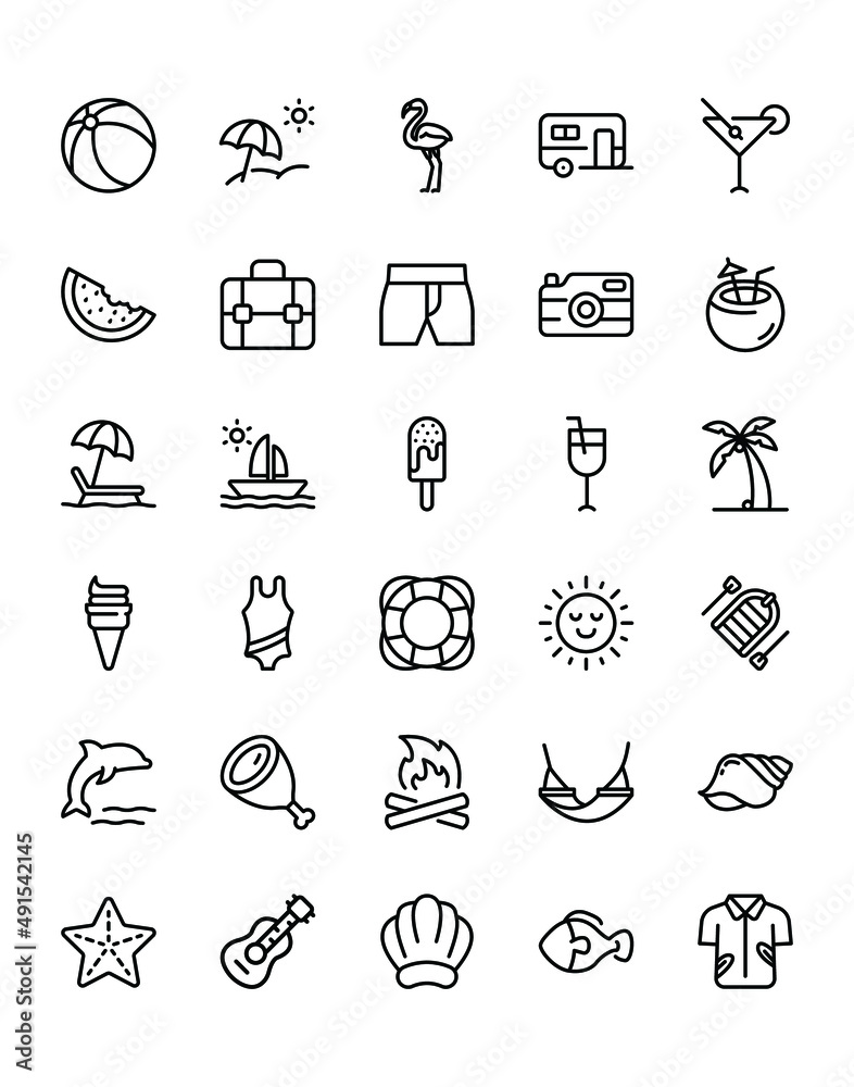 Fototapeta premium Summer Icon Set 240 isolated on white background