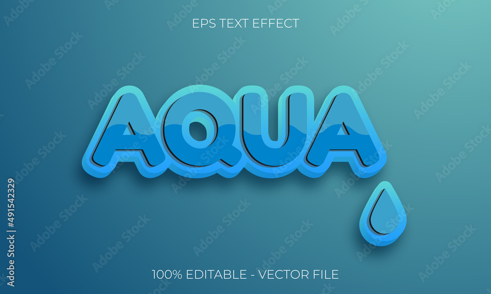 Fototapeta premium AQUA text effect, aqua, water, 3d, text effect, text style, drop